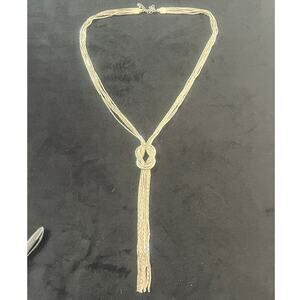 Vintage Multistrand Silver Slinky Knotted Necklace Adjustable 20-21"